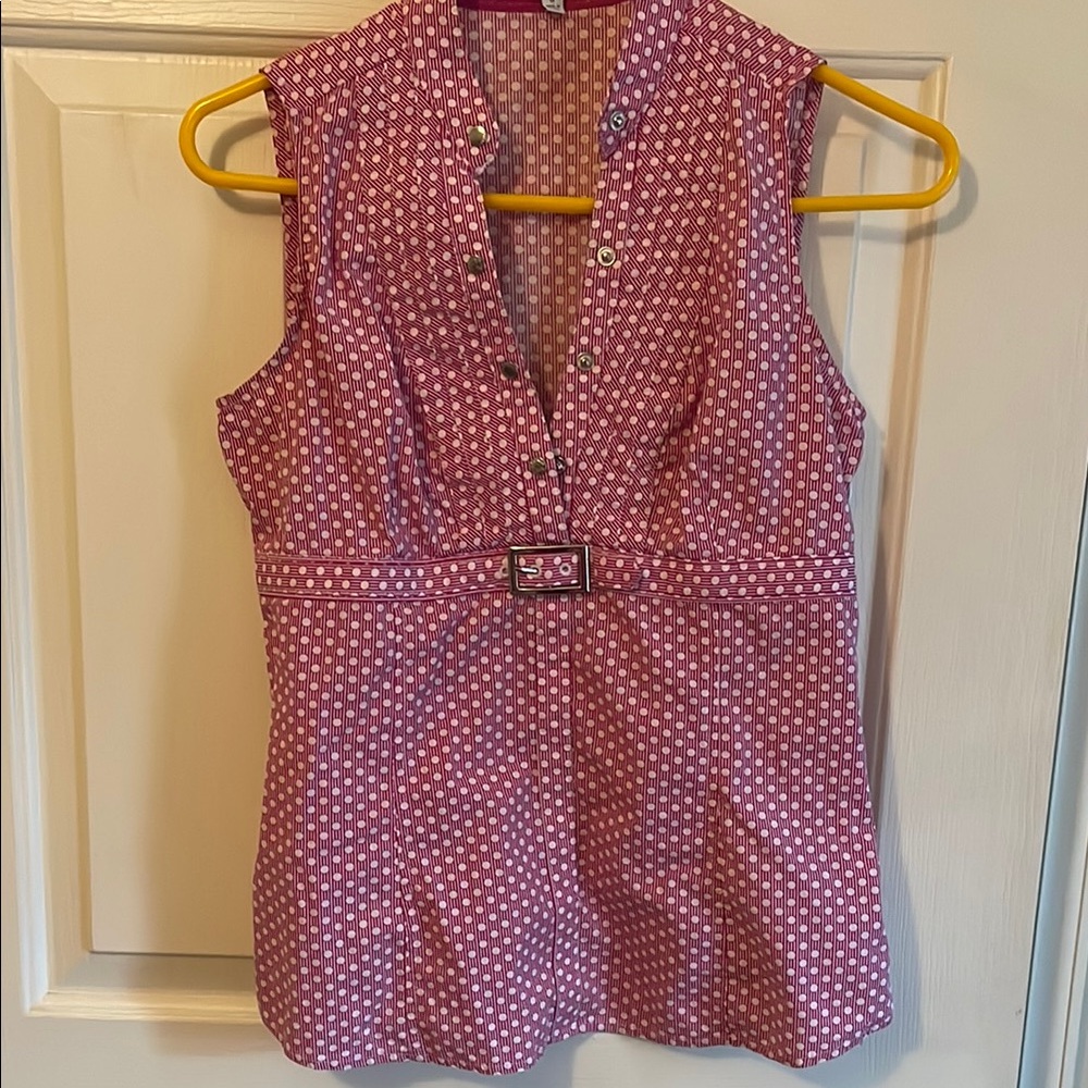 Express Pink Sleeveless Notched Collar Blouse